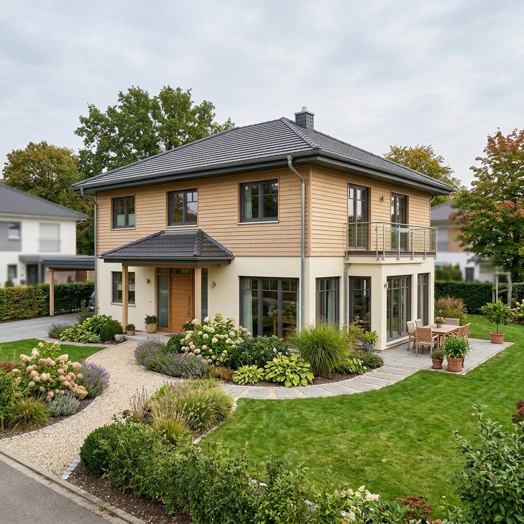 Prefabricated house 200 sqm – example of a generous new build Prefabricated house 200 sqm: large single-family home as a new build, example image for the living area