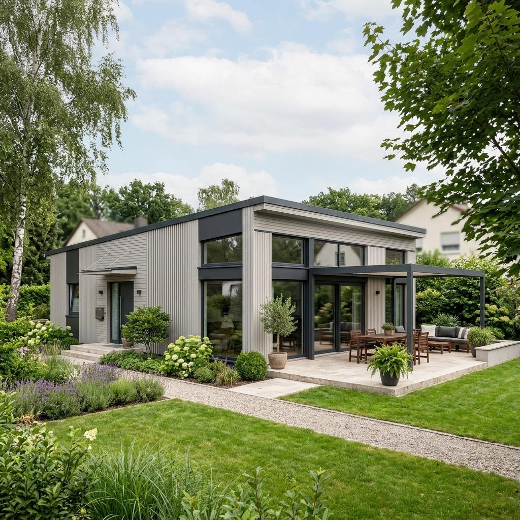 Bungalow floor plan for seniors – barrier-free new build Bungalow floor plan for seniors: barrier-free L-shaped bungalow as a new build, example motif