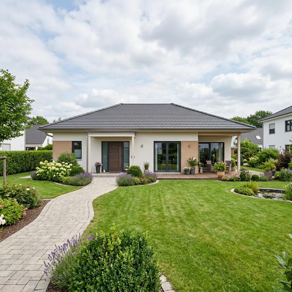Bungalow floor plan 100 sqm – example of a single-level new-build Bungalow floor plan 100 sqm: single-level bungalow as a new-build, example image of the living space