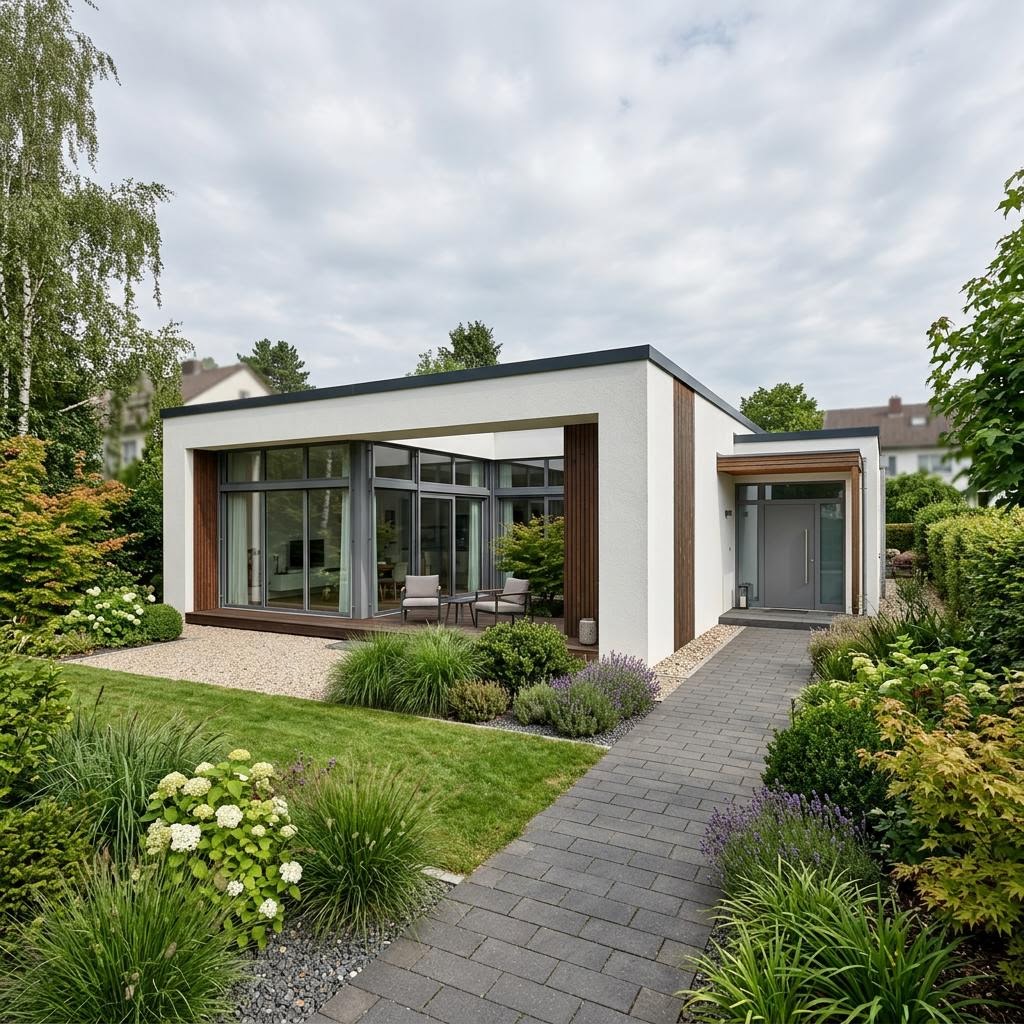 Bungalow floor plans 150 m² — example of a single-storey new build Bungalow floor plans 150 m²: single-storey bungalow as a new build, example image of the living area