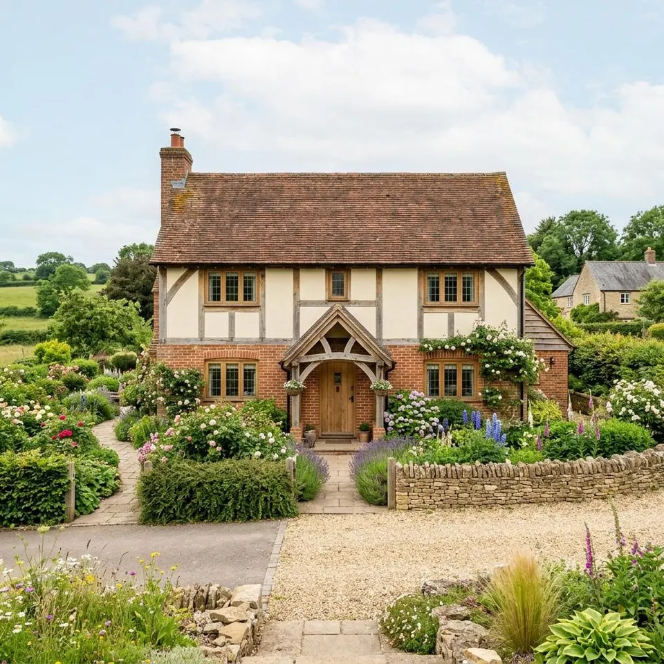 Self-build prefabricated house in the British country house style with a brick facade and green garden – building a prefabricated house in the United Kingdom 2026 Self-build prefabricated house in the British country house style with a brick facade and green garden – building a prefabricated house in the United Kingdom 2026